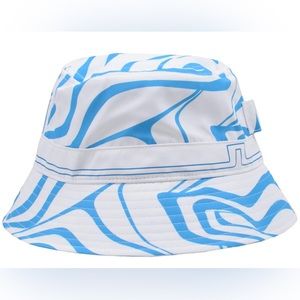 New with tag Hans Printed Golf Bucket Hat Dresden Blue Neo Print J. Lindenberg